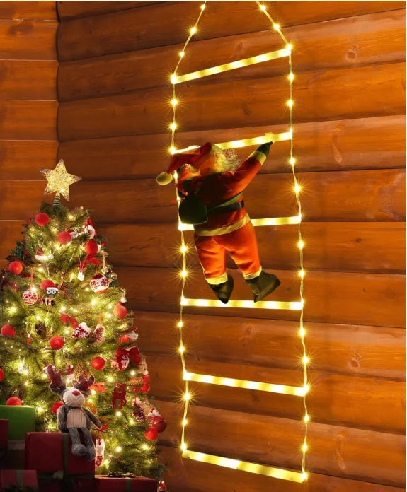 LED Santa Climbing Ladder Light – Christmas Decoration (USB, 8 Modes)