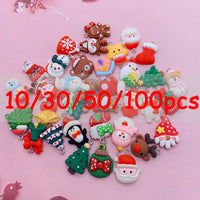 Cute Christmas Charms 10/30/50/100pcs | Elk Snowman Christmas Tree Decor Earring Charms