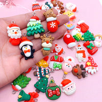 Cute Christmas Charms 10/30/50/100pcs | Elk Snowman Christmas Tree Decor Earring Charms
