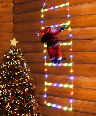LED Santa Climbing Ladder Light – Christmas Decoration (USB, 8 Modes)