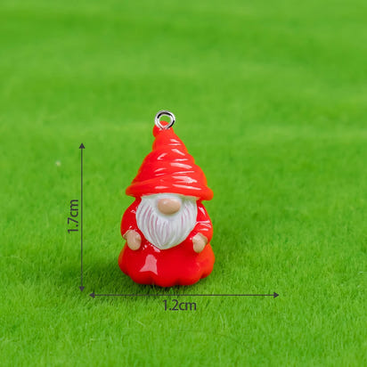 10pcs Multicolor Christmas Gnome & Santa Claus Resin Charms | Miniature Elf Pendants with Hanging Hooks for DIY Jewelry Making