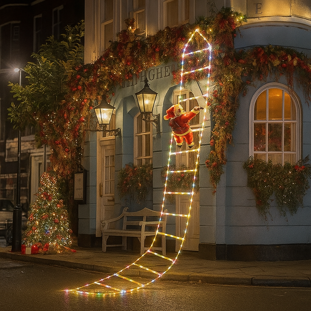 LED Santa Climbing Ladder Light – Christmas Decoration (USB, 8 Modes)