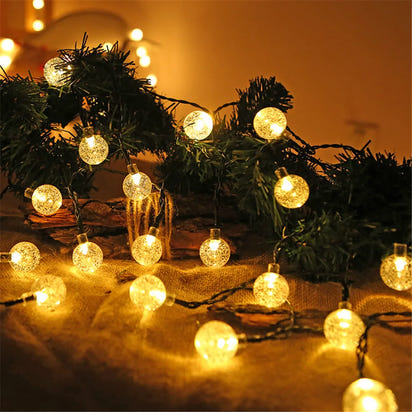 LED Solar String Lights Outdoor – Waterproof Bubble Fairy Lights, 8 Modes Garden Decor