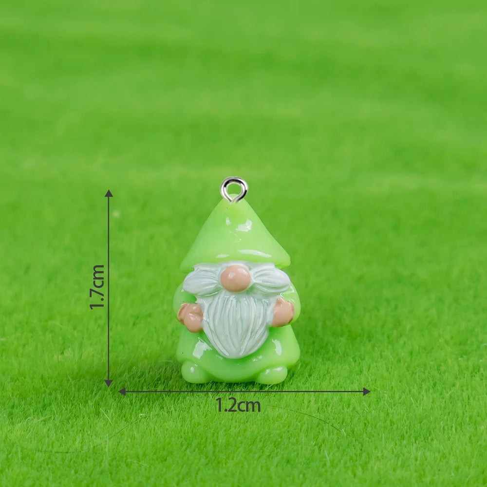10pcs Multicolor Christmas Gnome & Santa Claus Resin Charms | Miniature Elf Pendants with Hanging Hooks for DIY Jewelry Making