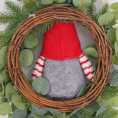 Christmas Gnome Wreath Set with Eucalyptus Leaf Pine Spruce Decorations | Holiday Front for Indoor/Outdoor