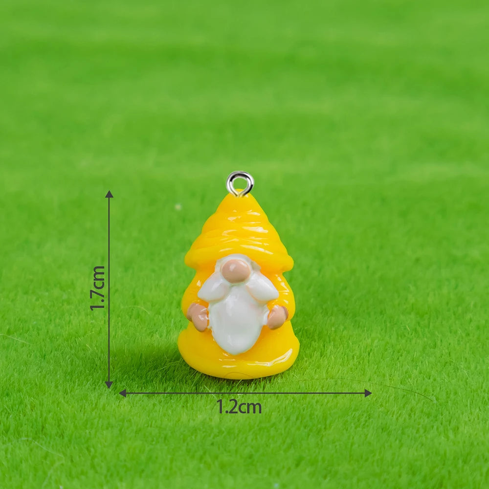 10pcs Multicolor Christmas Gnome & Santa Claus Resin Charms | Miniature Elf Pendants with Hanging Hooks for DIY Jewelry Making