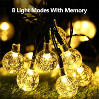 LED Solar String Lights Outdoor – Waterproof Bubble Fairy Lights, 8 Modes Garden Decor