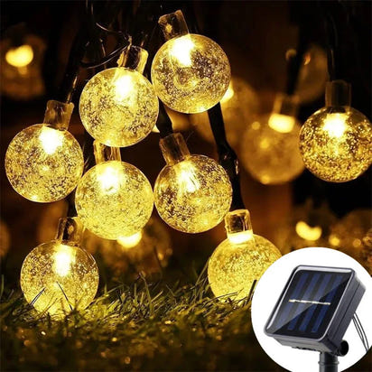 LED Solar String Lights Outdoor – Waterproof Bubble Fairy Lights, 8 Modes Garden Decor