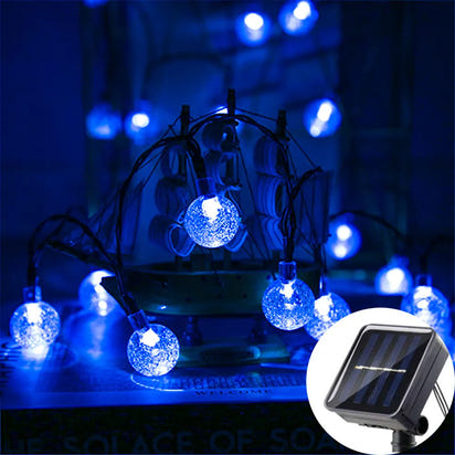 LED Solar String Lights Outdoor – Waterproof Bubble Fairy Lights, 8 Modes Garden Decor