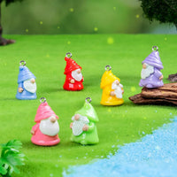 10pcs Multicolor Christmas Gnome & Santa Claus Resin Charms | Miniature Elf Pendants with Hanging Hooks for DIY Jewelry Making