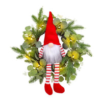 Christmas Gnome Wreath Set with Eucalyptus Leaf Pine Spruce Decorations | Holiday Front for Indoor/Outdoor